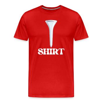 Jeu de mots drôle sur le tee Golfeur Jeu de mots Humour - T-shirt bio Premium Homme - rouge - Devant - Damien (186cm)