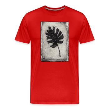 Plante de Monstera - Gravée à la main imprimable - T-shirt bio Premium Homme - rouge - Devant - Damien (186cm)