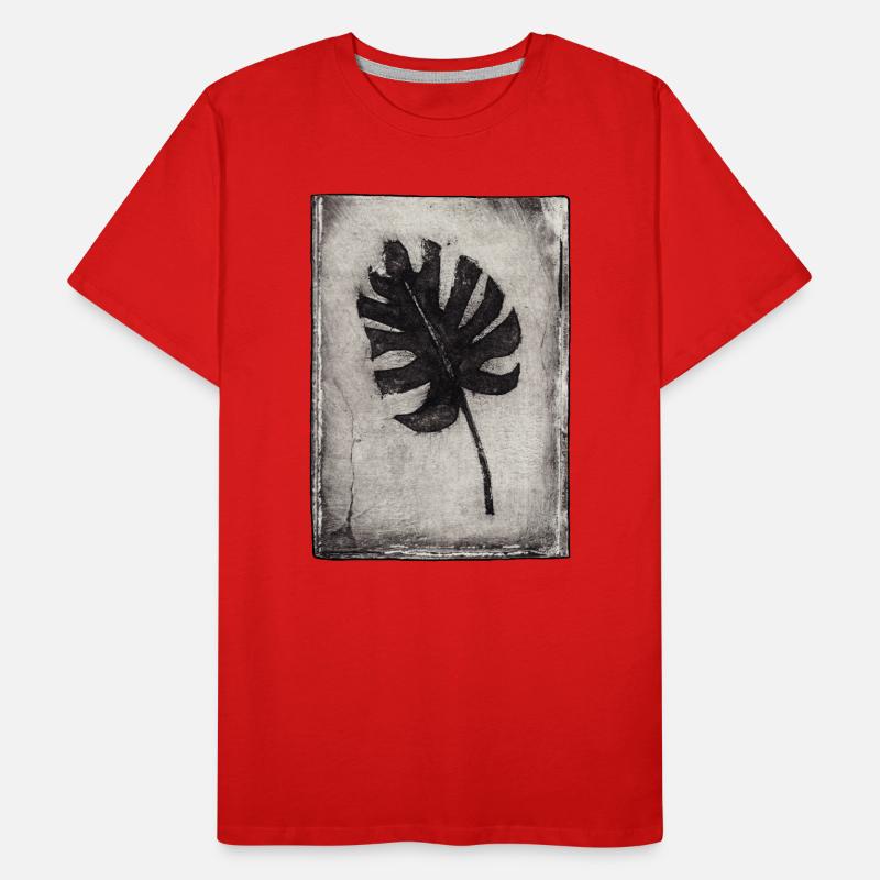 Plante de Monstera - Gravée à la main imprimable T-shirt bio Premium Homme