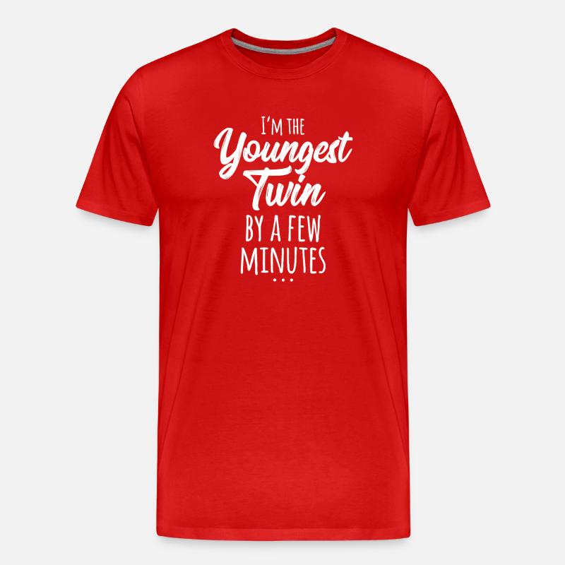 Youngest Twin Caption Tee - Men's Premium Organic T-Shirt - red