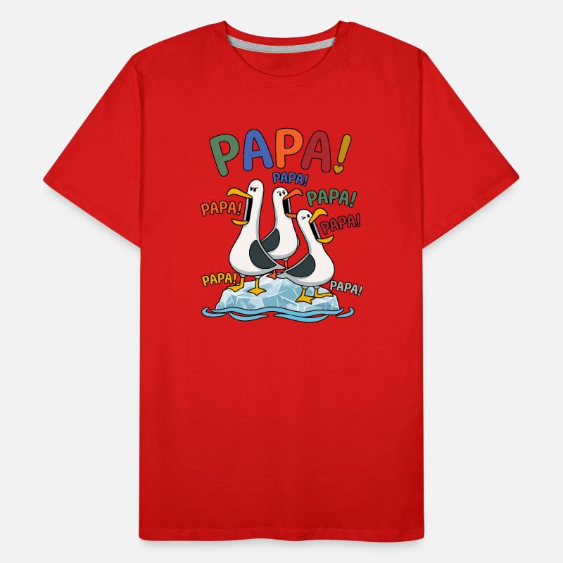 Lustige Papa Möwen auf Eisscholle - Comic Design Männer Premium Bio T-Shirt