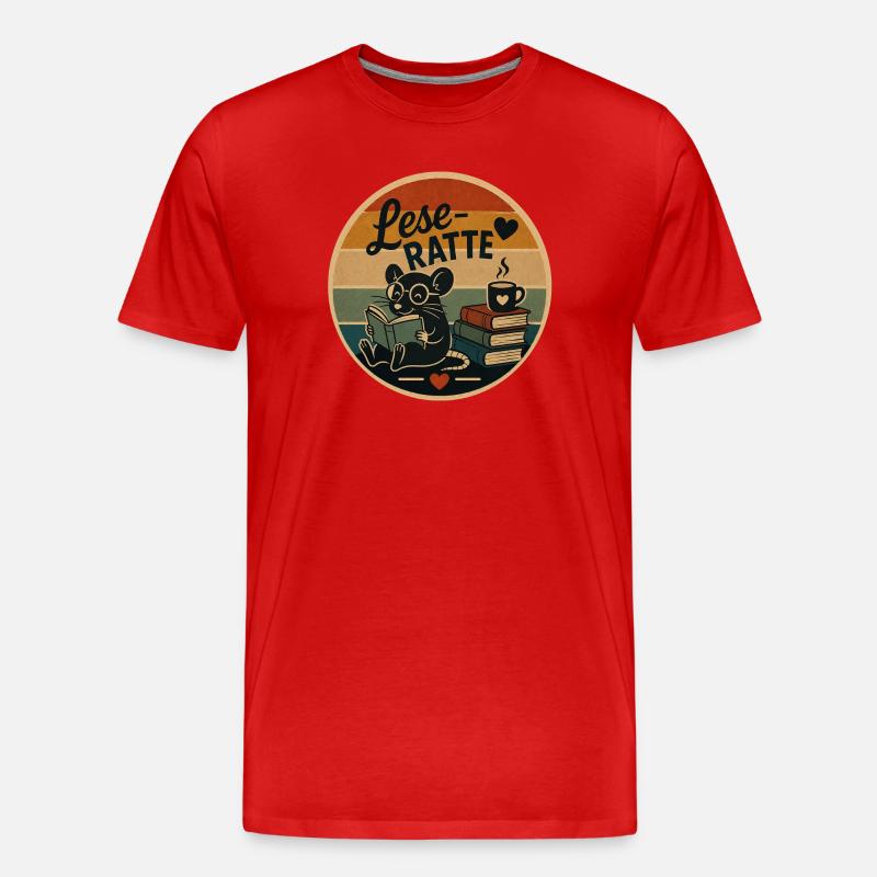 Leseratte Retro - Männer Premium Bio T-Shirt - Rot
