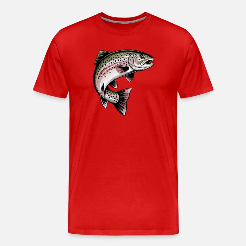 Forelle Angeln - Männer Premium Bio T-Shirt - Rot