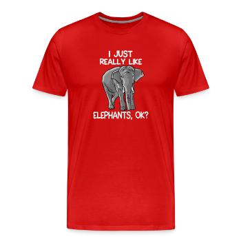 Elephant Graphic Tee - Men's Premium Organic T-Shirt - red - Front - Damien (186cm)