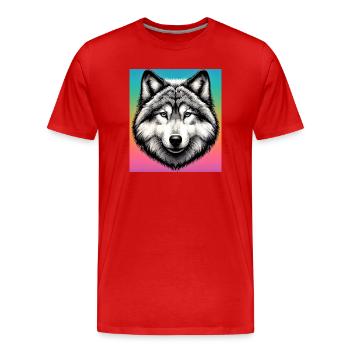 Wolf - Men's Premium Organic T-Shirt - red - Front - Damien (186cm)