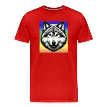 Wolf - Men's Premium Organic T-Shirt - red - Front - Damien (186cm)