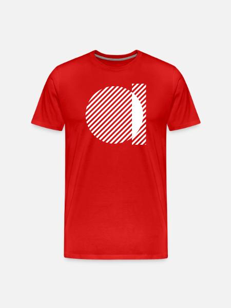 Geometric Stripe Circles Monochrome Pattern - Men's Premium Organic T-Shirt - red