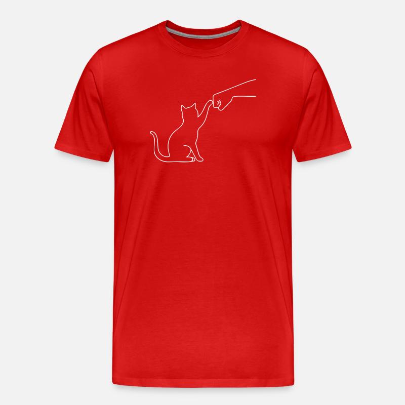Katze Pfote lustig - Männer Premium Bio T-Shirt - Rot