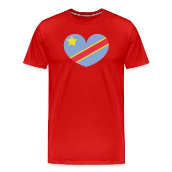 Drapeau du cœur du Congo - T-shirt bio Premium Homme - rouge - Devant - Damien (186cm)