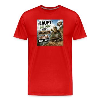 Läuft Mir Rückwärts Bergab - Männer Premium Bio T-Shirt - Rot - Vorne - Damien (186cm)