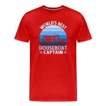 Weltbester Hausboot Kapitän - Männer Premium Bio T-Shirt - Rot - Vorne - Damien (186cm)