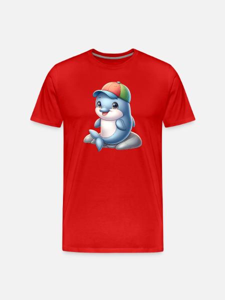 Cheerful dolphin with rainbow cap - Men's Premium Organic T-Shirt - red