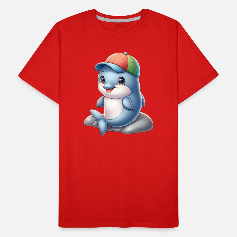 Cheerful dolphin with rainbow cap Men's Premium Organic T-Shirt