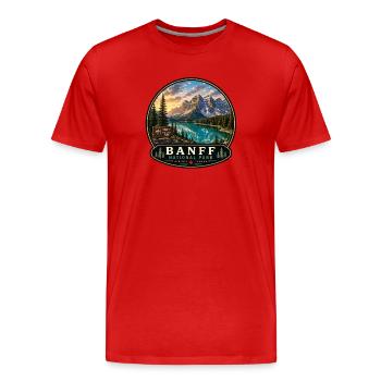 Banff National Park Vacation Camping Hiking Nature - Men's Premium Organic T-Shirt - red - Front - Damien (186cm)