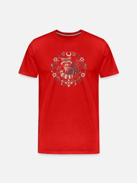 Moonpaws Raccoon Ornament - Men's Premium Organic T-Shirt - red