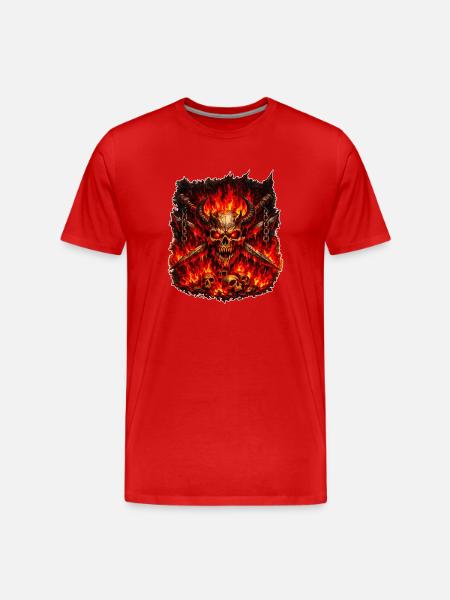 Fire Skull with Horns - Men's Premium Organic T-Shirt - red
