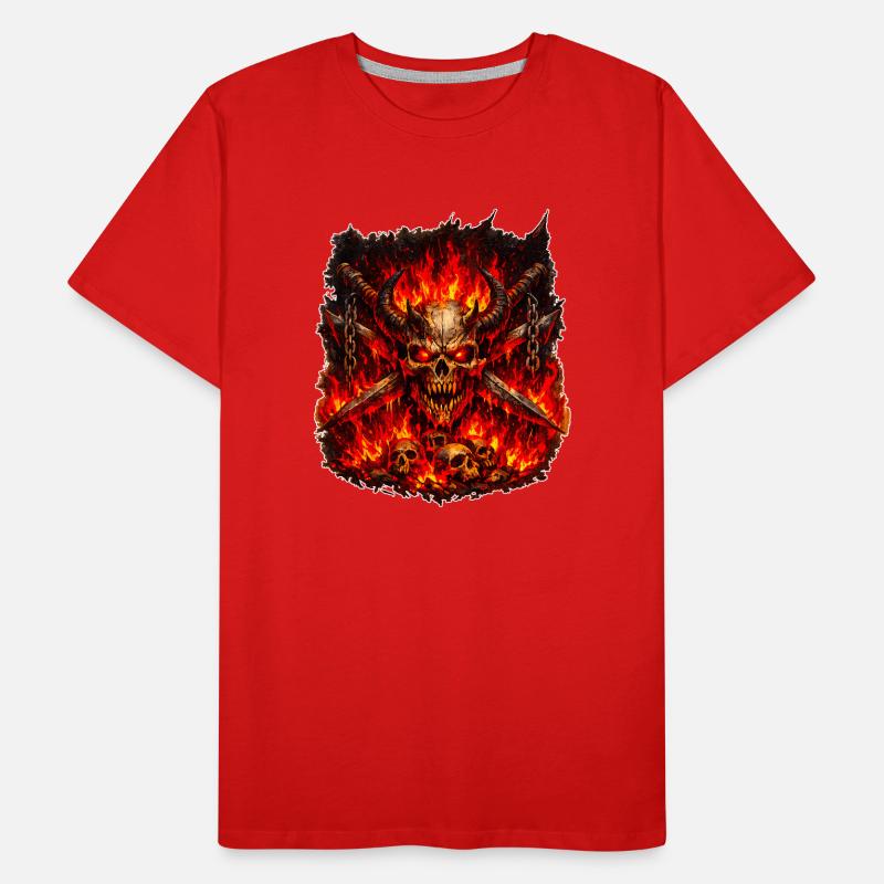 Crâne de Feu avec des Cornes T-shirt bio Premium Homme