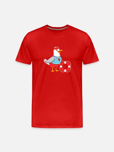 Seagull Lifeguard Design - Men's Premium Organic T-Shirt - red