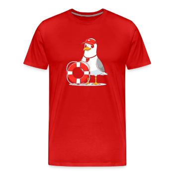 Sauvetage de la mouette avec bouée de sauvetage - T-shirt bio Premium Homme - rouge - Devant - Damien (186cm)