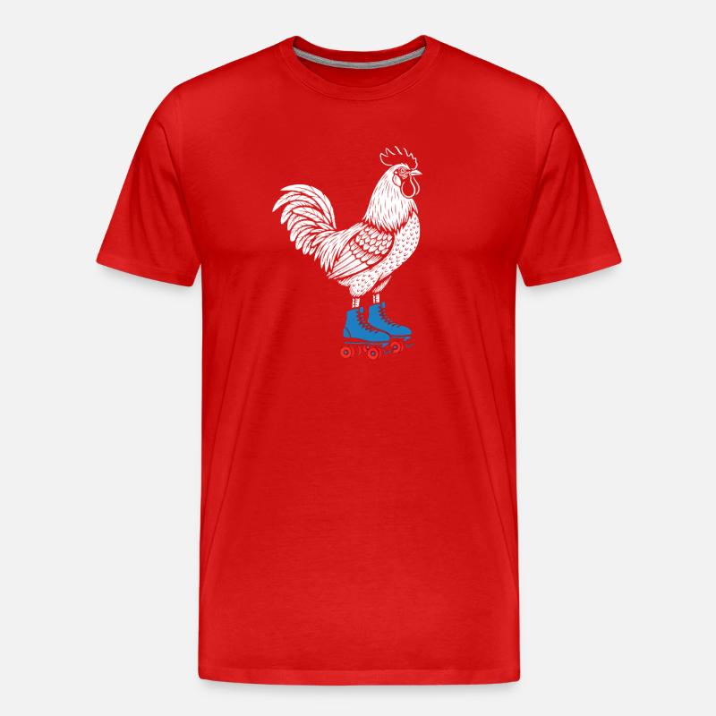 Hahn auf Rollschuhen - Männer Premium Bio T-Shirt - Rot