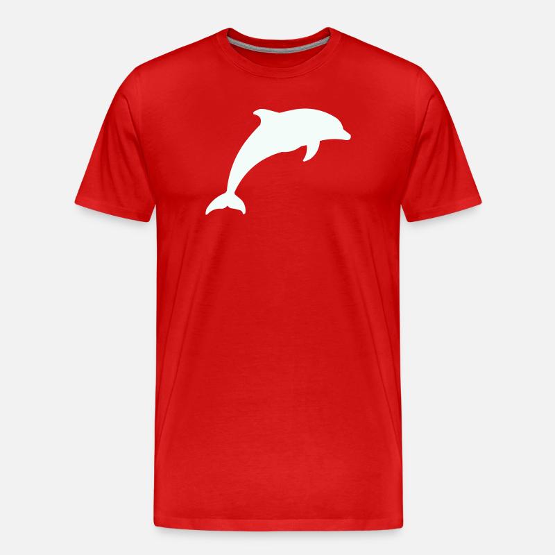 Glowing Dolphin Silhouette - Men's Premium Organic T-Shirt - red