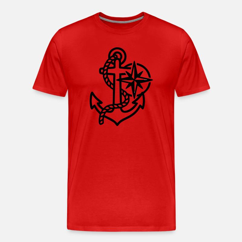 Anker Windrose Maritim Logo - Männer Premium Bio T-Shirt - Rot