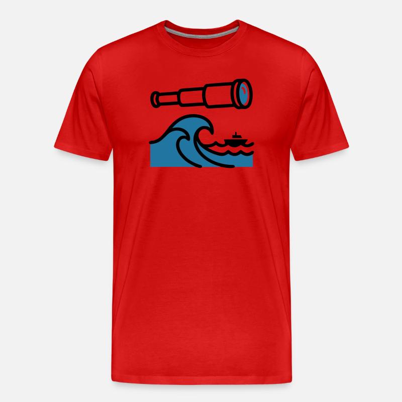 Telescope Waves Ocean Explorer - Men's Premium Organic T-Shirt - red