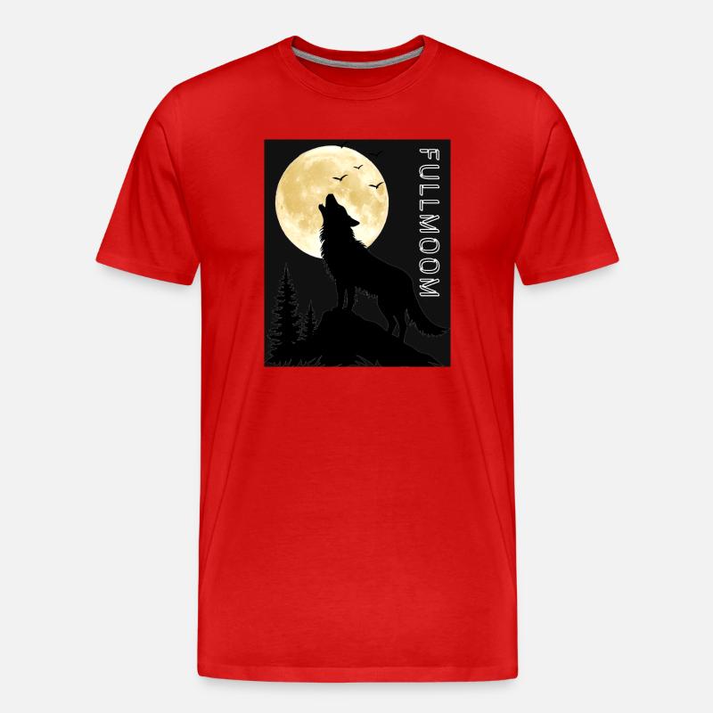 Wolf's howl under full moon - Men's Premium Organic T-Shirt - red