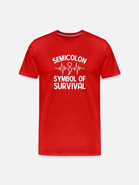 Point-virgule : Symbole de survie Point-virgule - T-shirt bio Premium Homme - rouge