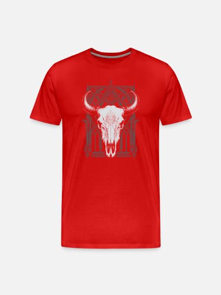 Gothic Bull Skull Crest - Men's Premium Organic T-Shirt - red