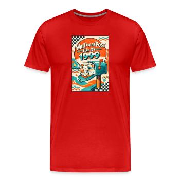 Warte auf Post | Snail Mail 1999 - Männer Premium Bio T-Shirt - Rot - Vorne - Damien (186cm)