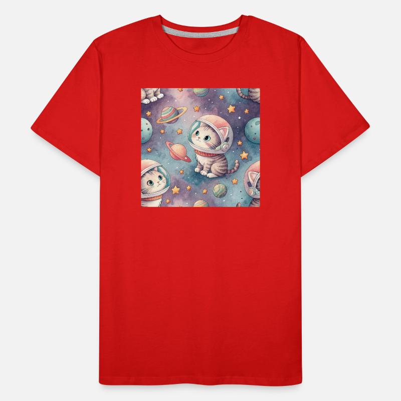 Chaton cosmique en orbite T-shirt bio Premium Homme