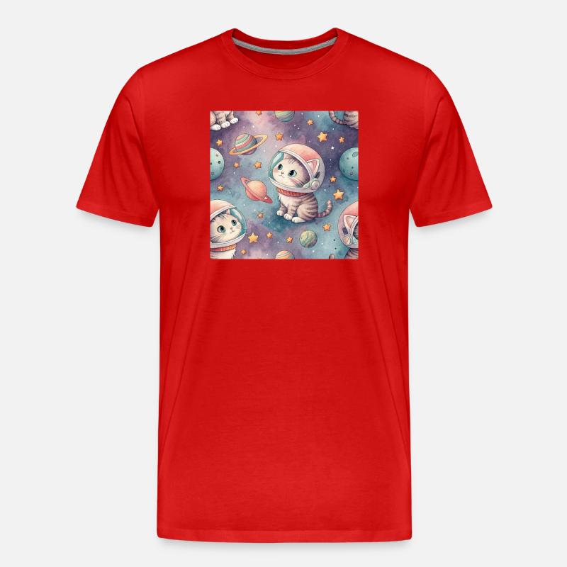 Chaton cosmique en orbite - T-shirt bio Premium Homme - rouge