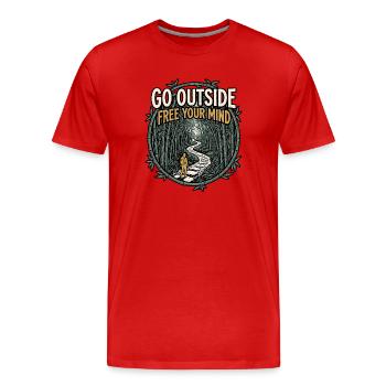 Sors Dehors, Sois libre - T-shirt bio Premium Homme - rouge - Devant - Damien (186cm)
