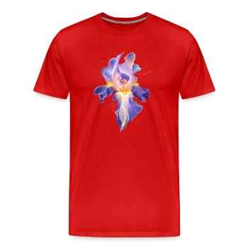 Leuchtende Iris Blüte Abstraktes Blumen Motiv   - Männer Premium Bio T-Shirt - Rot - Vorne - Damien (186cm)