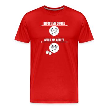 Mürrische Kaffeestimmung - Männer Premium Bio T-Shirt - Rot - Vorne - Damien (186cm)