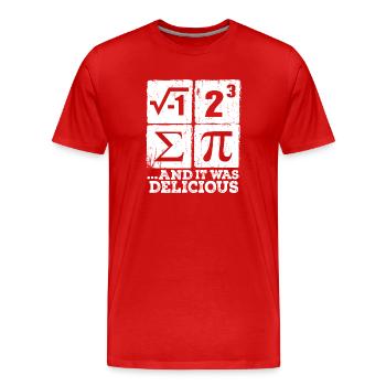 Pi, i et Sigma : Maths délicieuses - T-shirt bio Premium Homme - rouge - Devant - Damien (186cm)