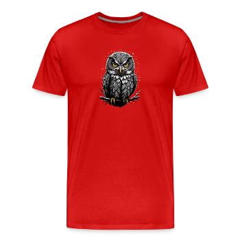 Owl print - Men's Premium Organic T-Shirt - red - Front - Damien (186cm)
