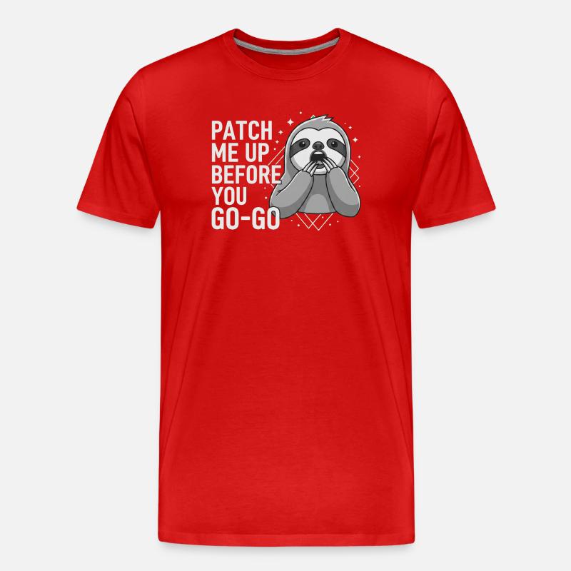 Patch Me Up Cyber Security Faultier - Männer Premium Bio T-Shirt - Rot