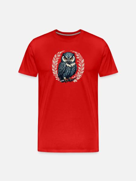 Mondnacht-Eule im Rosenkraß - Männer Premium Bio T-Shirt - Rot