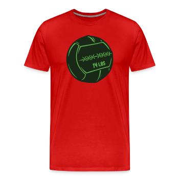 Medizinball 14 LBS Wallball - Männer Premium Bio T-Shirt - Rot - Vorne - Damien (186cm)