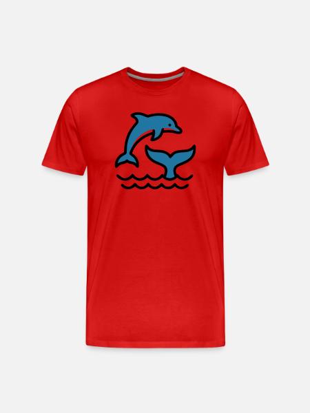 Dolphins Waves Sea Silhouette - Men's Premium Organic T-Shirt - red