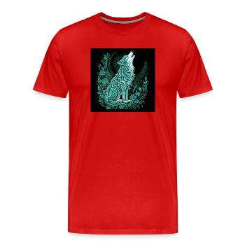 Mondwolf Linienstil mit Flora - Männer Premium Bio T-Shirt - Rot - Vorne - Damien (186cm)
