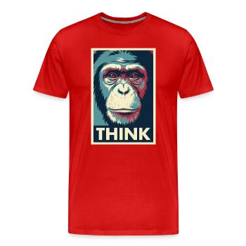 Monkey Thinking Pop Art Poster - Men's Premium Organic T-Shirt - red - Front - Damien (186cm)