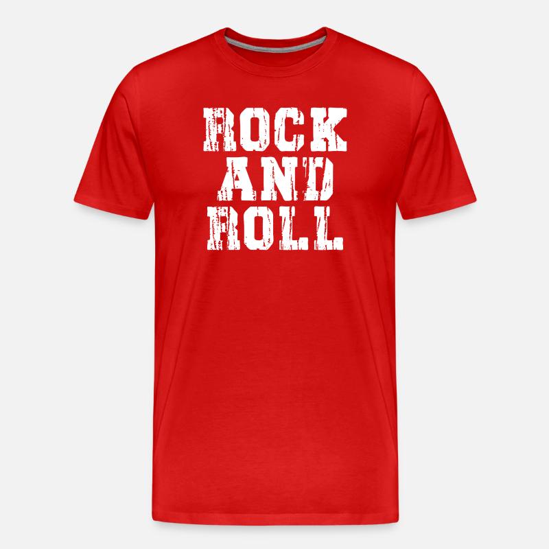 Rock and Roll Distressed Text Logo - Men's Premium Organic T-Shirt - red