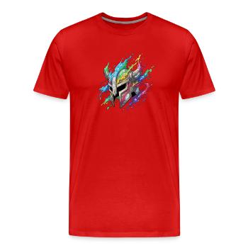 Rune Helmet in Rainbow Fire - Men's Premium Organic T-Shirt - red - Front - Damien (186cm)