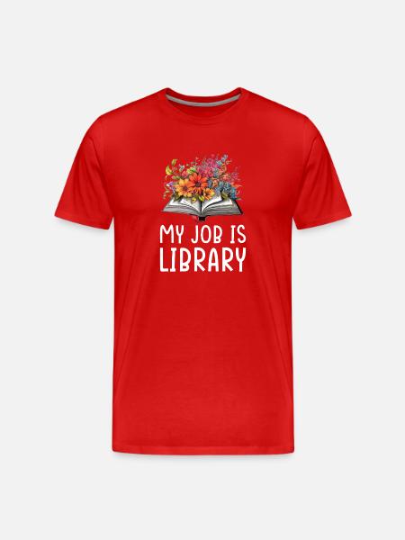 Book Blossoms Library Design - Men's Premium Organic T-Shirt - red