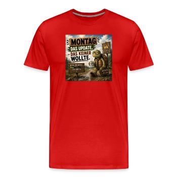 Montag Update Das Keiner Wollte - Männer Premium Bio T-Shirt - Rot - Vorne - Damien (186cm)