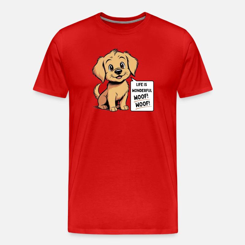 Cozy the dog – Das Leben ist wunderbar Wuff! Wuff! - Männer Premium Bio T-Shirt - Rot