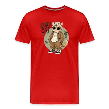 Kordkatze im Chill-Look - Männer Premium Bio T-Shirt - Rot - Vorne - Damien (186cm)